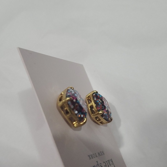 Kate Spade multicolored glitter confetti filled cubic boxed stud earrings‎ new - Picture 6 of 9